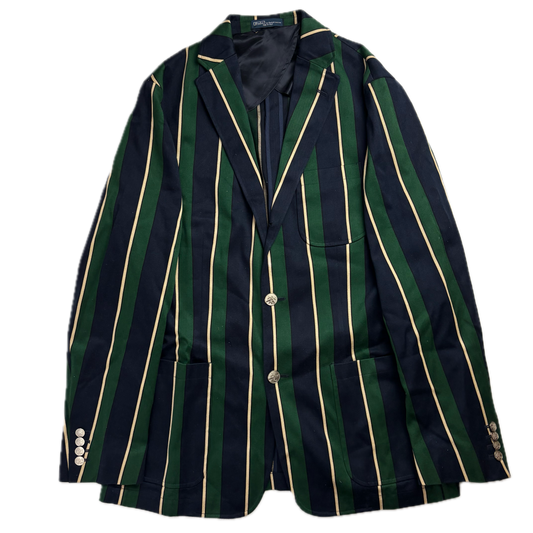 Navy Green Striped Rowing Sports Jacket Blazer - 44L
