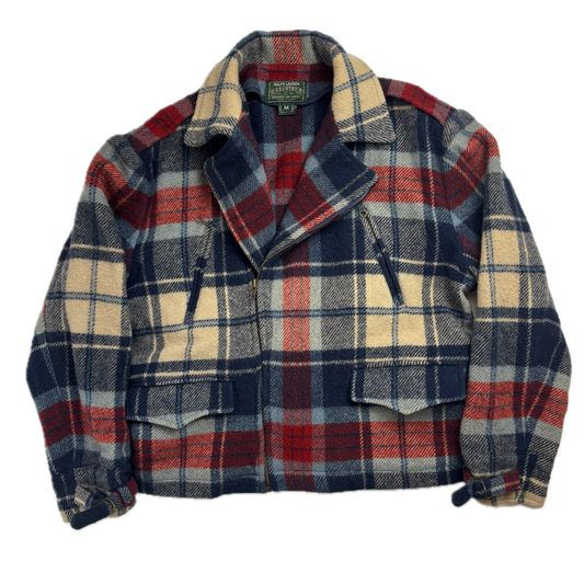 Polo Country Plaid Wool Moto Jacket - M