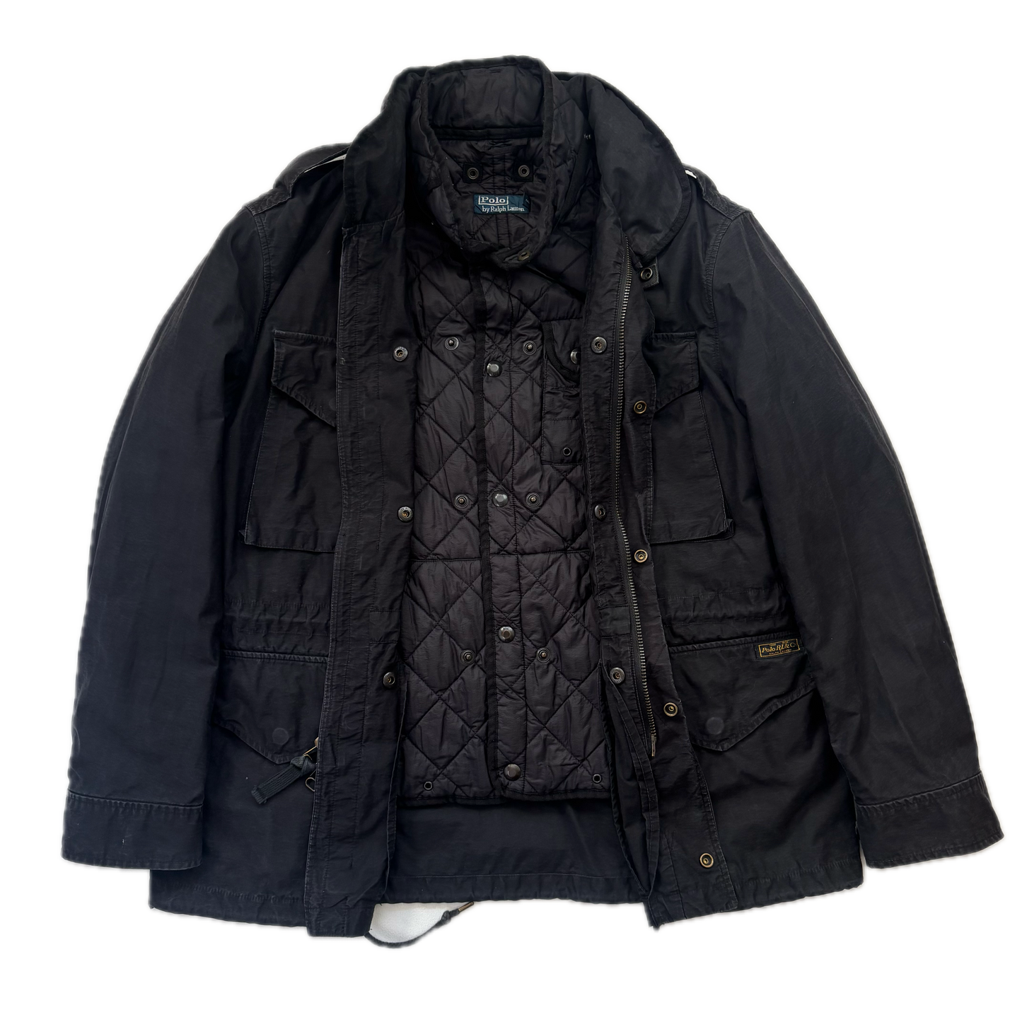Polo Ralph Lauren 2 in 1 Black Utility Jacket with Quilted Liner - L