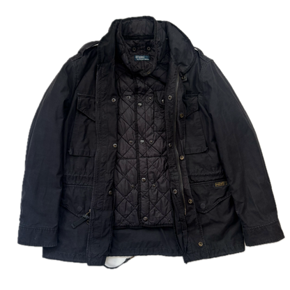 Polo Ralph Lauren 2 in 1 Black Utility Jacket with Quilted Liner - L