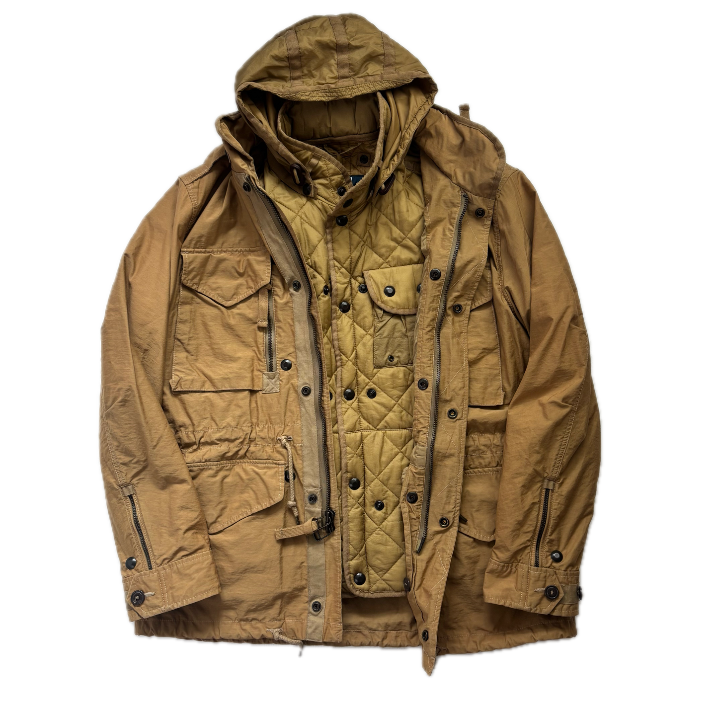 Polo Ralph Lauren 2 in 1 Tan Utility Jacket with Quilted Liner - M