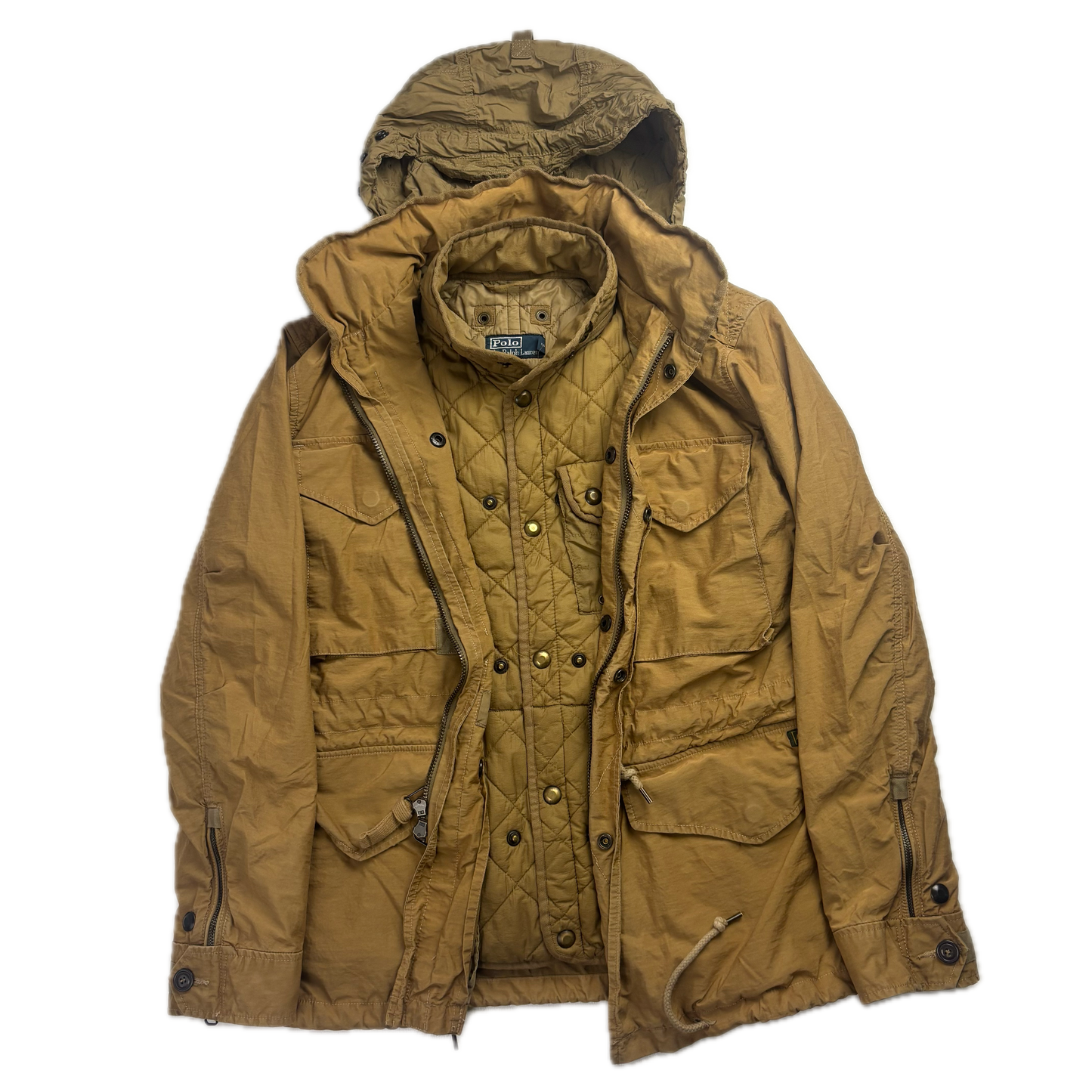 Polo Ralph Lauren 2 in 1 Tan Utility Jacket with Quilted Liner - S