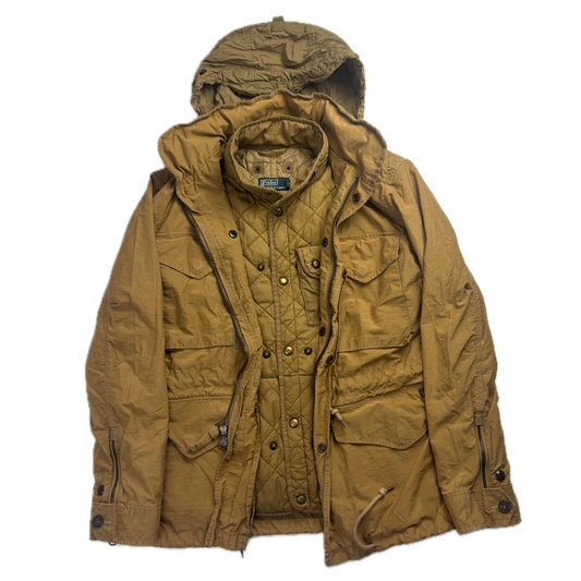 Polo Ralph Lauren 2 in 1 Tan Utility Jacket with Quilted Liner - S