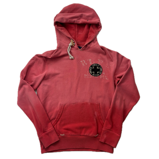 Polo Ralph Lauren Beach Division Life Guard Distressed Hoodie Pink Red