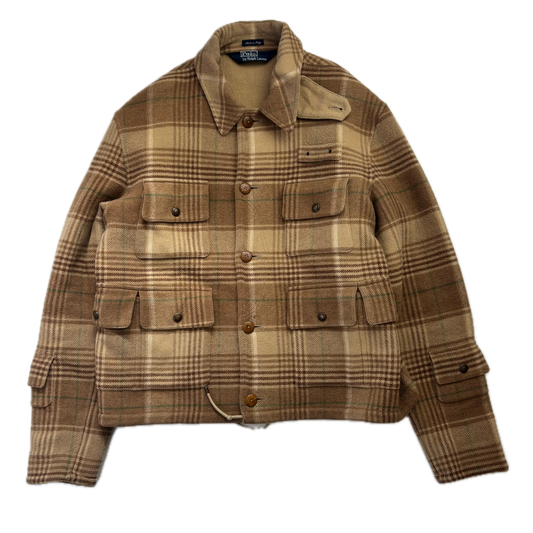 Polo Ralph Lauren Beige Brown Plaid Utility Coat (Wool) - L
