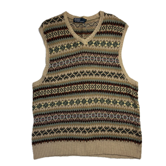 Polo Ralph Lauren Beige Fairisle Vest (Linen Cotton Silk) - XL