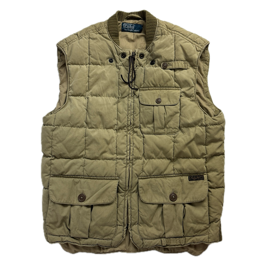 Polo Ralph Lauren Beige Quilted Puffer Vest Gilet  Hunting- M