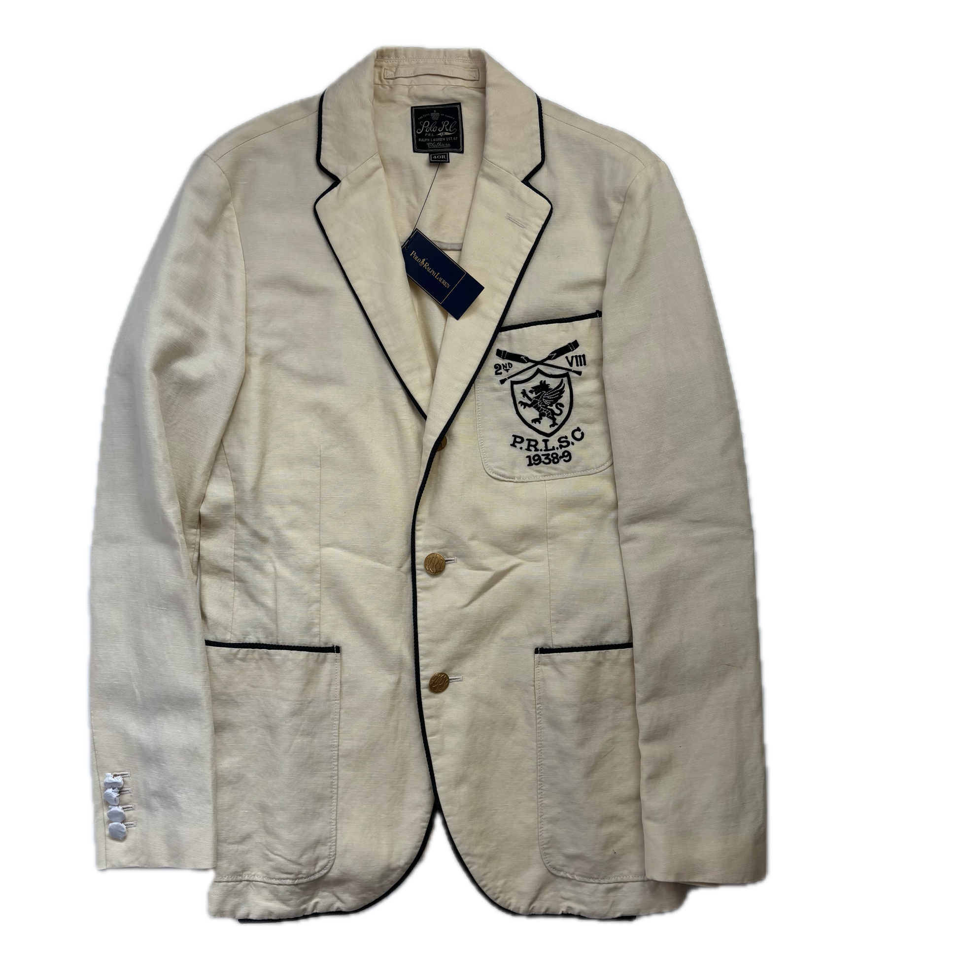 Polo Ralph Lauren Beige Rowing Blazer Sports Jacket (Linen Cotton) - 40R