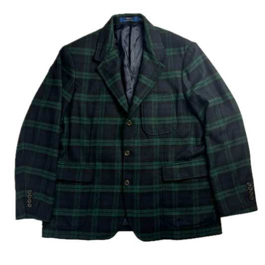 Polo Ralph Lauren BlackWatch Green Navy Tartan Blazer Sports Coat - 46R