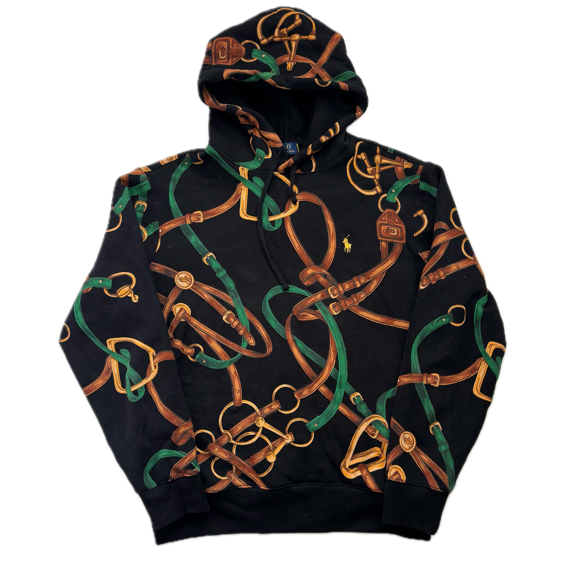 Polo Ralph Lauren Black Equestrian Print Hoodie - M