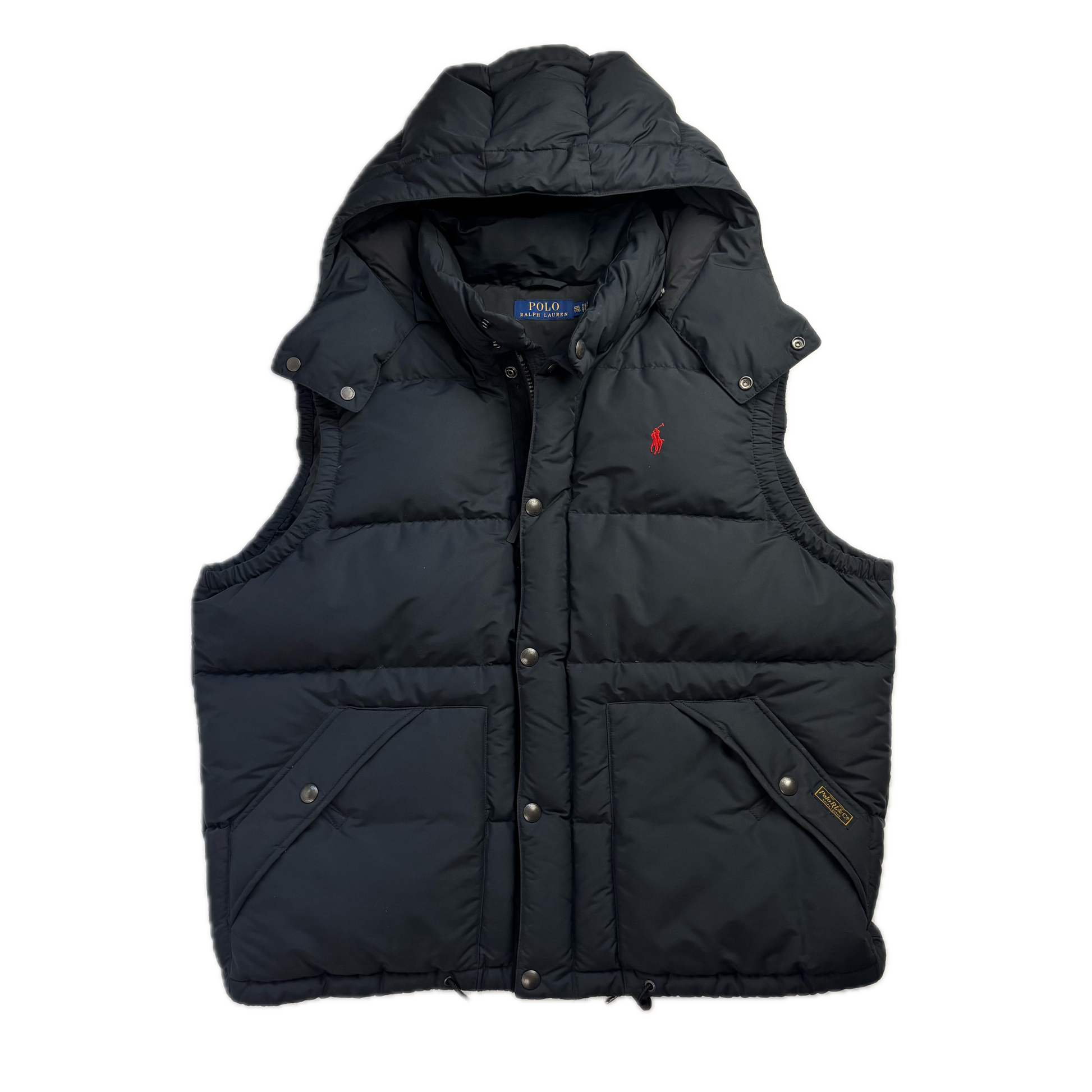 Polo Ralph Lauren Black Hooded Body Warmer Gilet Down Vest - XXL