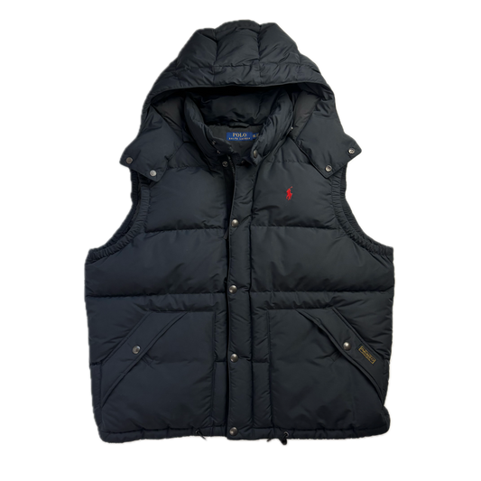 Polo Ralph Lauren Black Hooded Body Warmer Gilet Down Vest - XXL