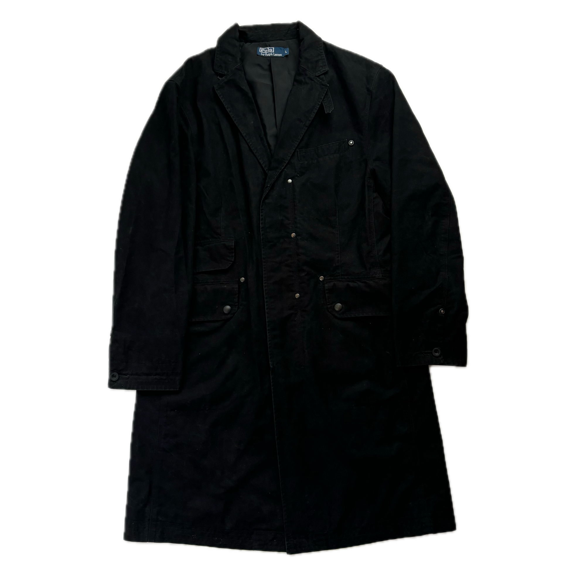 Polo Ralph Lauren Black Long Utility Jacket Over Coat - L