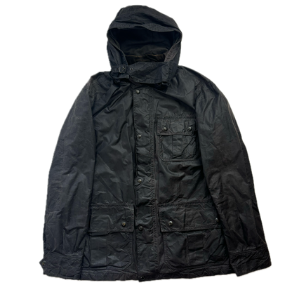 Polo Ralph Lauren Black Oil Cloth Waxed Utility Jacket Hooded - XL