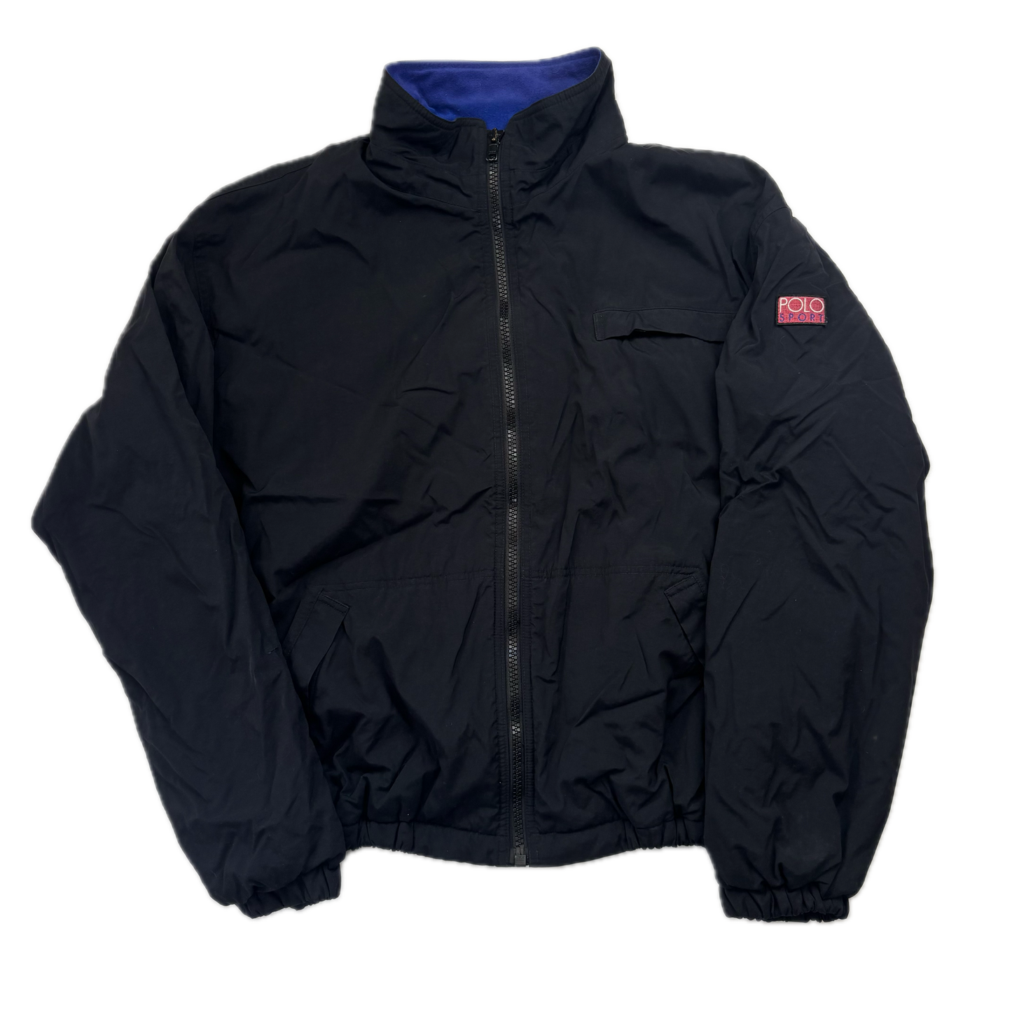 Polo Ralph Lauren Black Polo Sport Hi-Tech Patch Windbreaker Fleece Lined Jacket - L