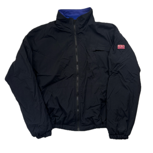 Polo Ralph Lauren Black Polo Sport Hi-Tech Patch Windbreaker Fleece Lined Jacket - L