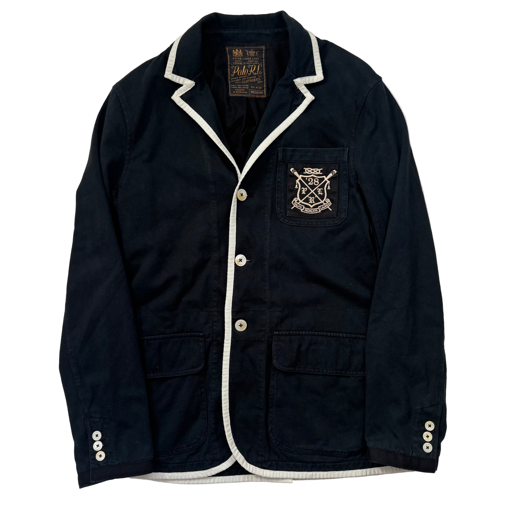 Polo Ralph Lauren Black Rowing Crest Sports Jacket Blazer - M