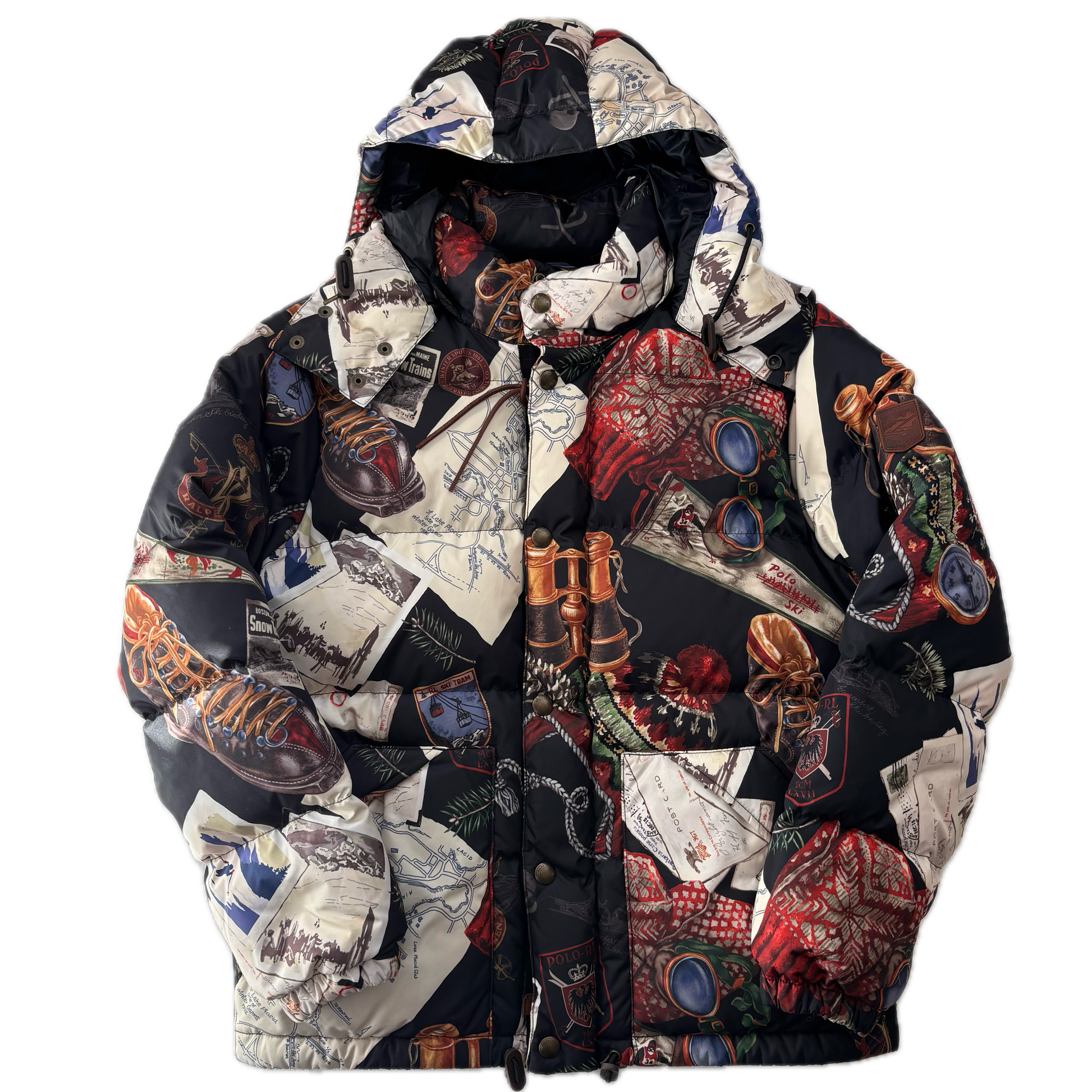Polo Ralph Lauren Black Ski Graphic Puffer Jacket Down Coat - M
