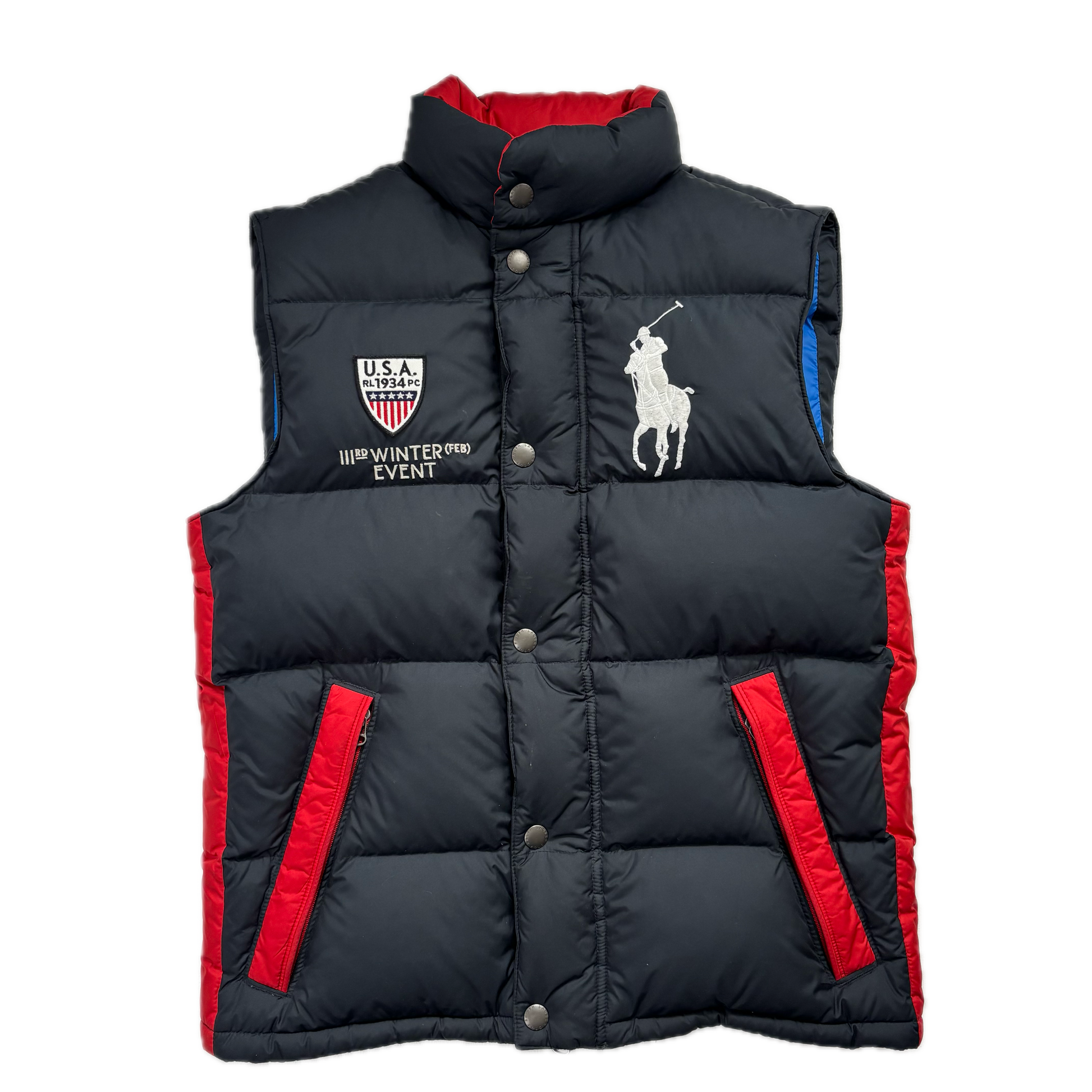 Polo Ralph Lauren Black USA Winter Event Puffer Gilet Down Vest - S