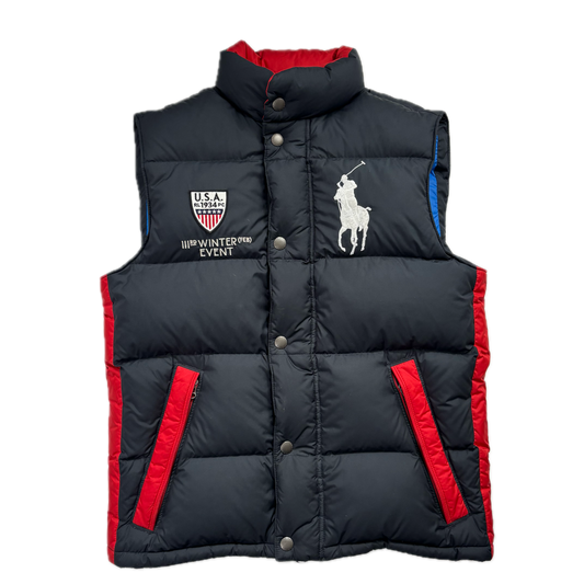 Polo Ralph Lauren Black USA Winter Event Puffer Gilet Down Vest - S