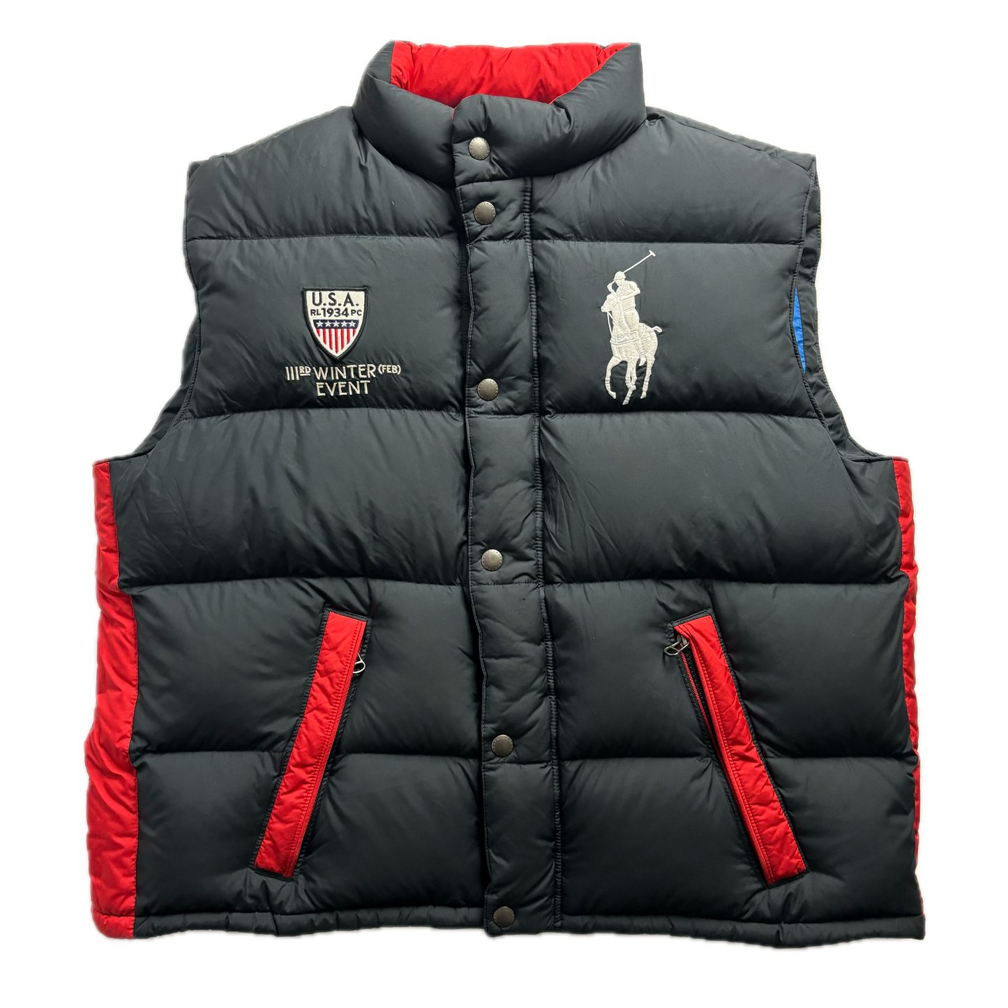 Polo Ralph Lauren Black USA Winter Event Puffer Gilet Down Vest - XXL