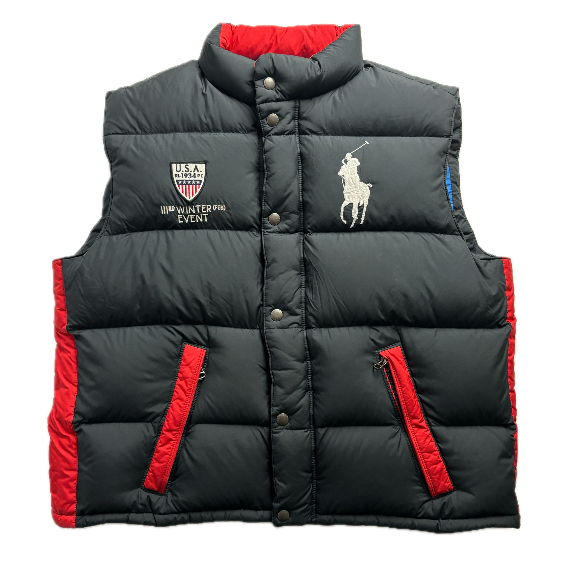 Polo Ralph Lauren Black USA Winter Event Puffer Gilet Down Vest - XXL