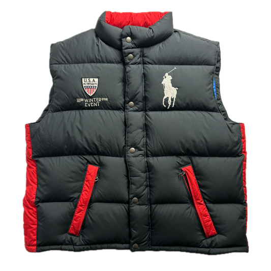 Polo Ralph Lauren Black USA Winter Event Puffer Gilet Down Vest - XXL