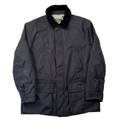 Polo Ralph Lauren Black Walking Jacket Coat Leather Trim - M