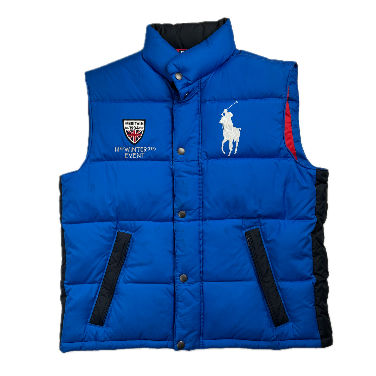 Polo Ralph Lauren Blue Britain Winter Event Puffer Gilet Down Vest - L