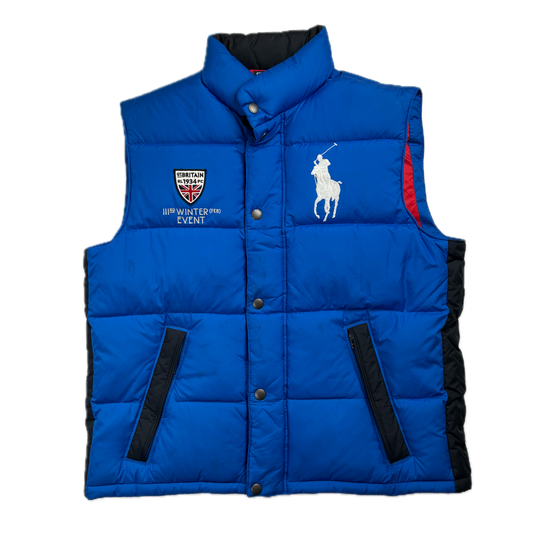 Polo Ralph Lauren Blue Britain Winter Event Puffer Gilet Down Vest - L