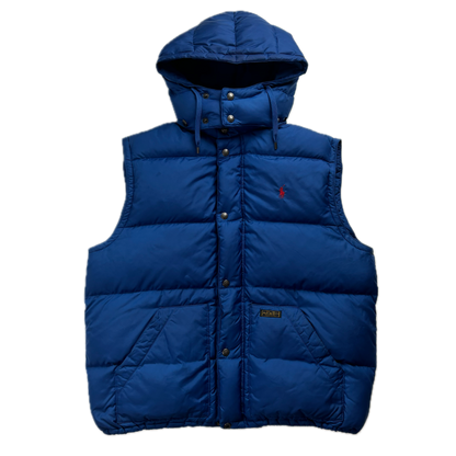 Polo Ralph Lauren Blue Hooded Body Warmer Gilet Down Vest -XL