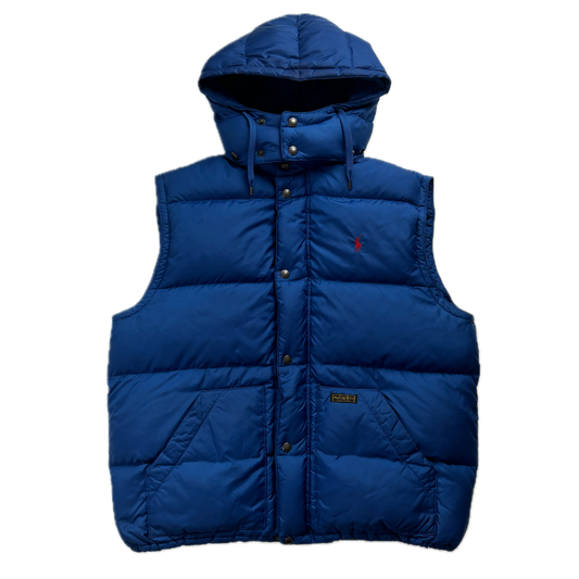 Polo Ralph Lauren Blue Hooded Body Warmer Gilet Down Vest -XL