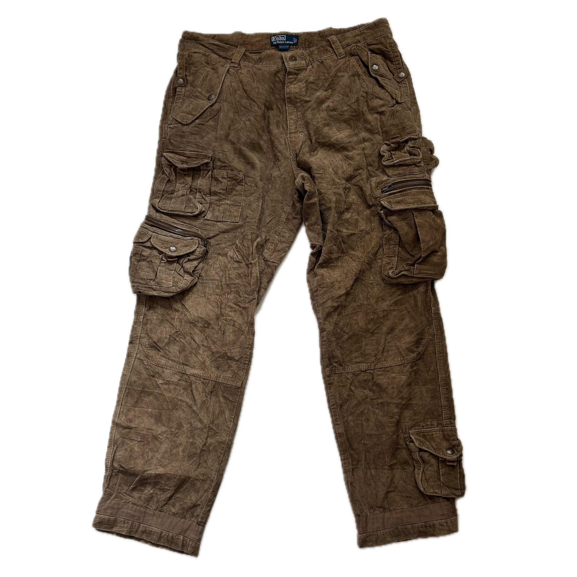 Polo Ralph Lauren Brown Corduroy Cargo Trouser Utility Pants - 38x32