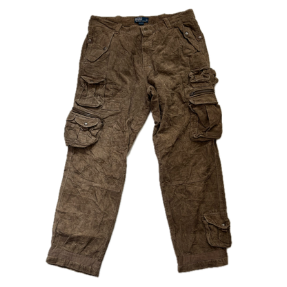 Polo Ralph Lauren Brown Corduroy Cargo Trouser Utility Pants - 38x32