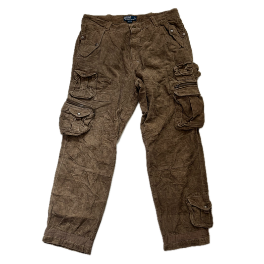 Polo Ralph Lauren Brown Corduroy Cargo Trouser Utility Pants - 38x32