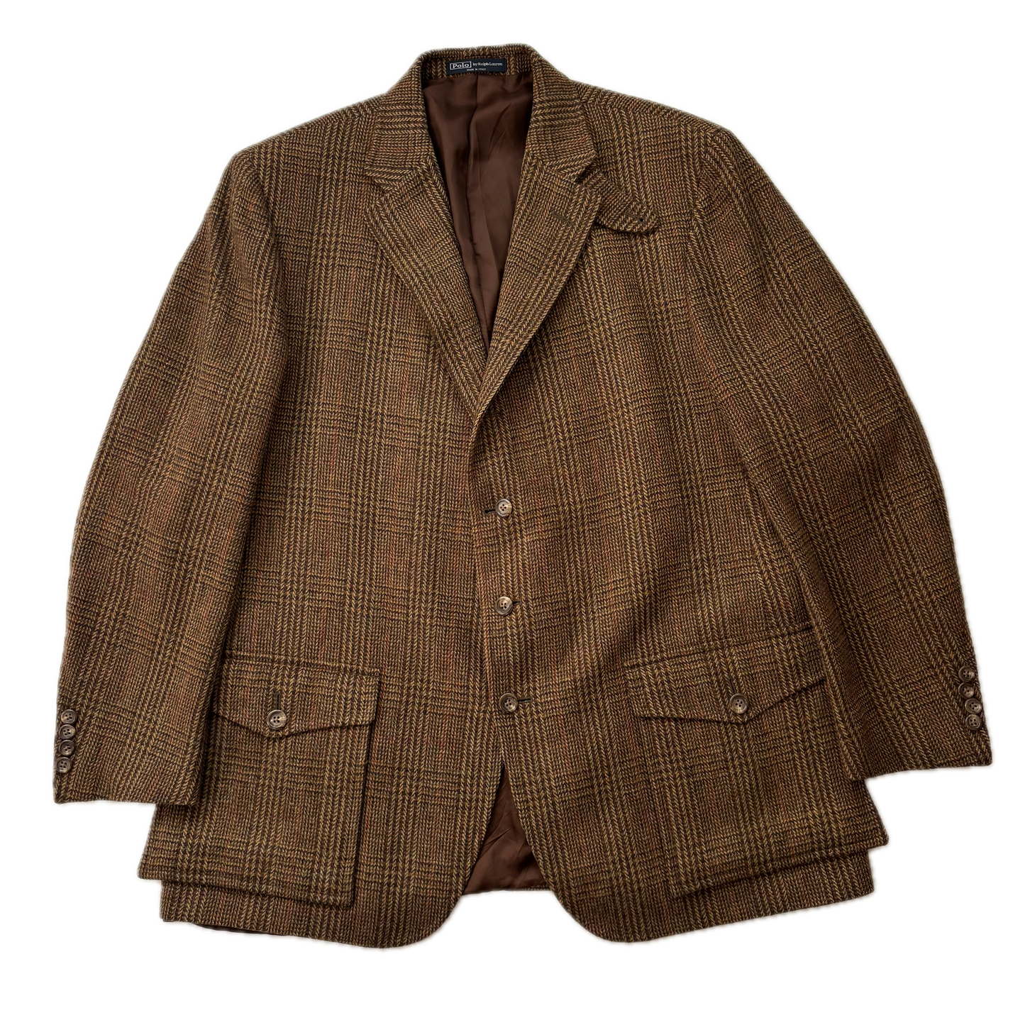 Polo Ralph Lauren Brown Glen Plaid Tweed Blazer Sports Coat (Wool) - 48