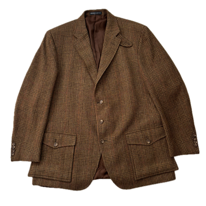 Polo Ralph Lauren Brown Glen Plaid Tweed Blazer Sports Coat (Wool) - 48