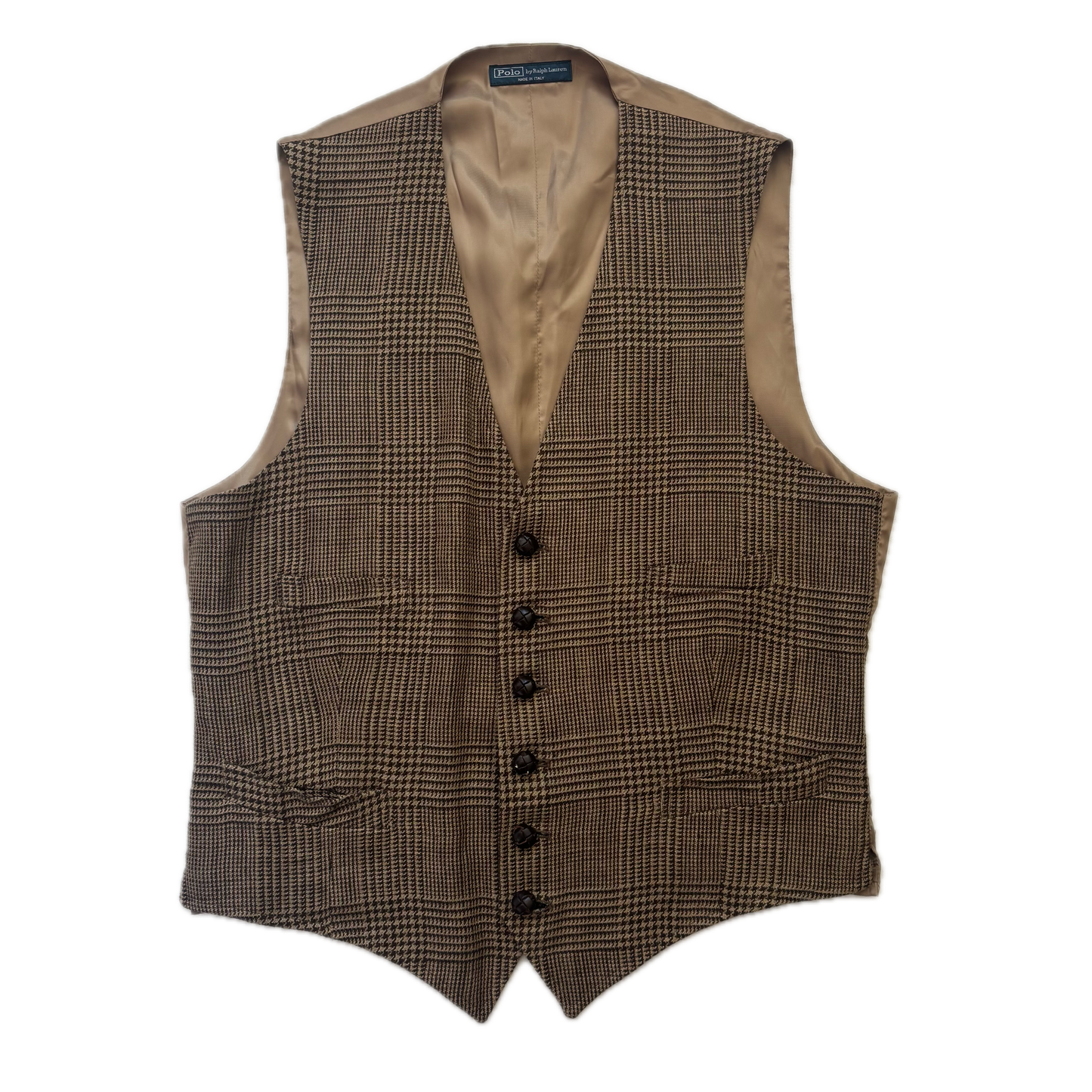 Polo Ralph Lauren Brown Glen Plaid Waistcoat (Linen) - M