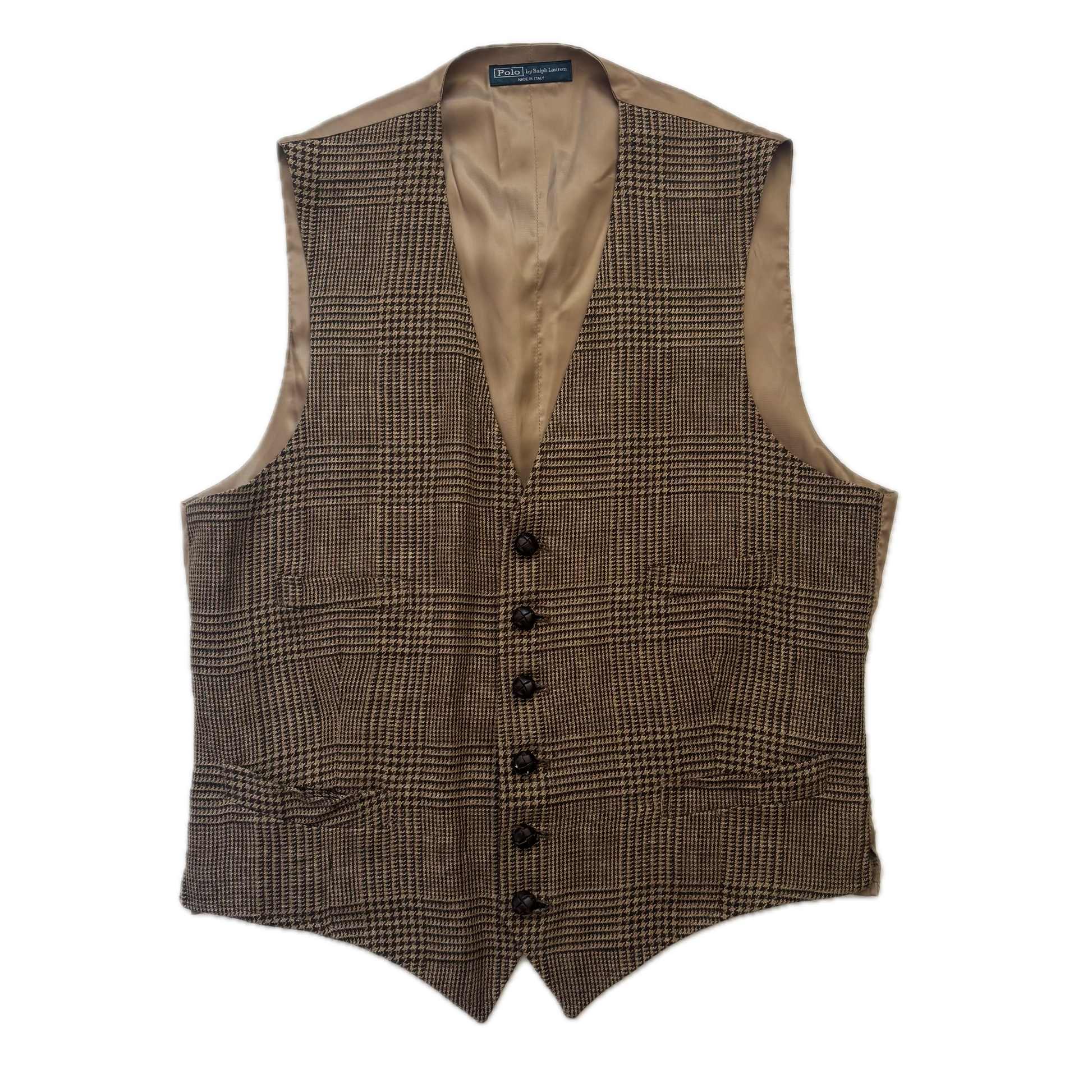 Polo Ralph Lauren Brown Glen Plaid Waistcoat (Linen) - M