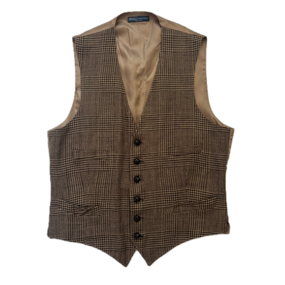 Polo Ralph Lauren Brown Glen Plaid Waistcoat (Linen) - M