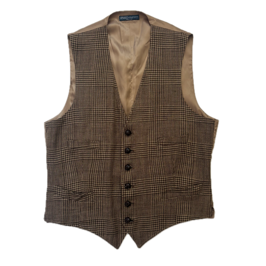 Polo Ralph Lauren Brown Glen Plaid Waistcoat (Linen) - M