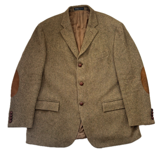 Polo Ralph Lauren Brown Green Herringbone Tweed Blazer Sports Coat Wool - 46R