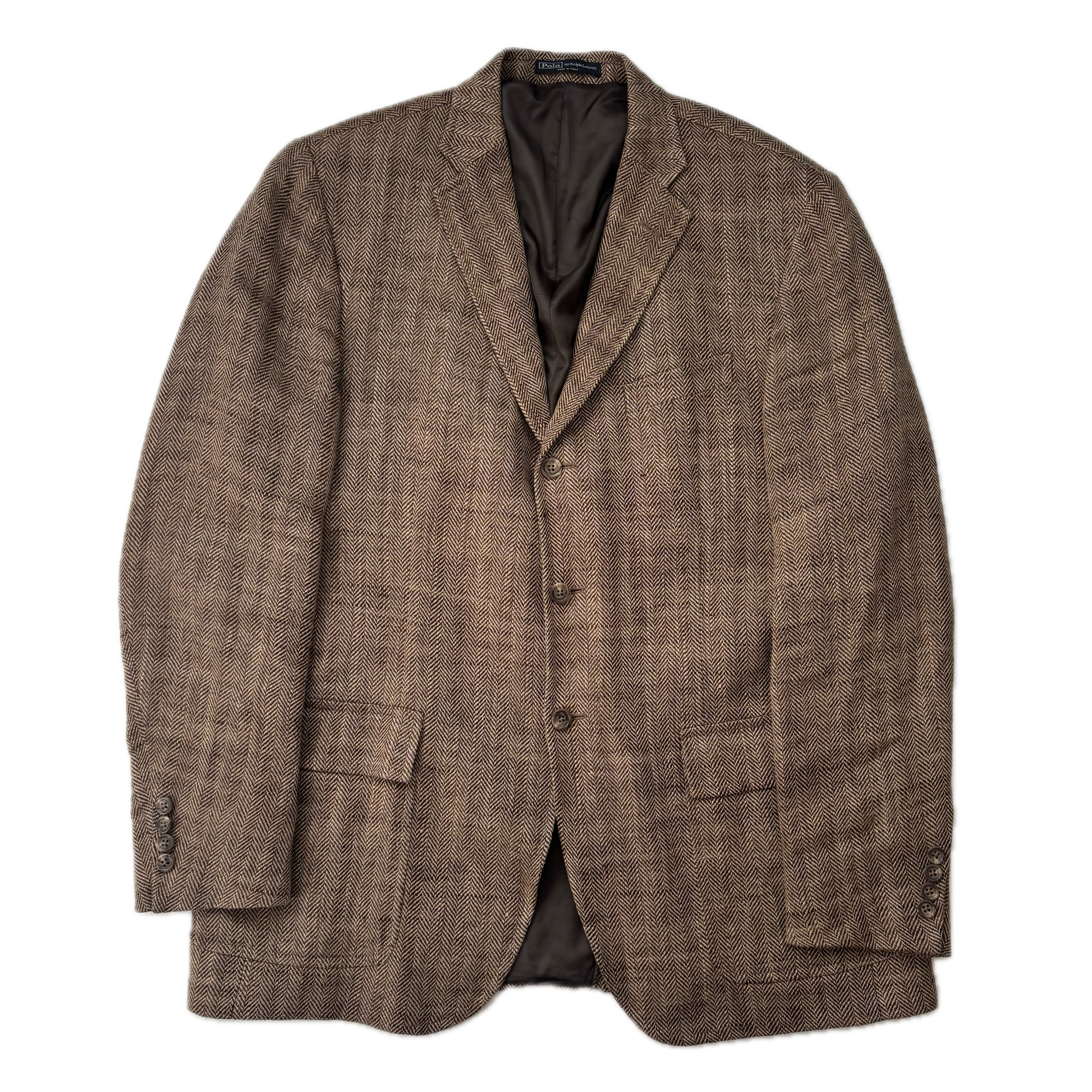 Polo Ralph Lauren Brown Herringbone Blazer (Flax) - 44L