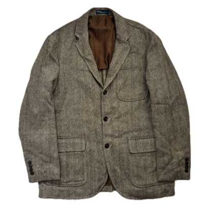 Polo Ralph Lauren Brown Herringbone Blazer Sports Coat (Linen Silk Wool) - 44R