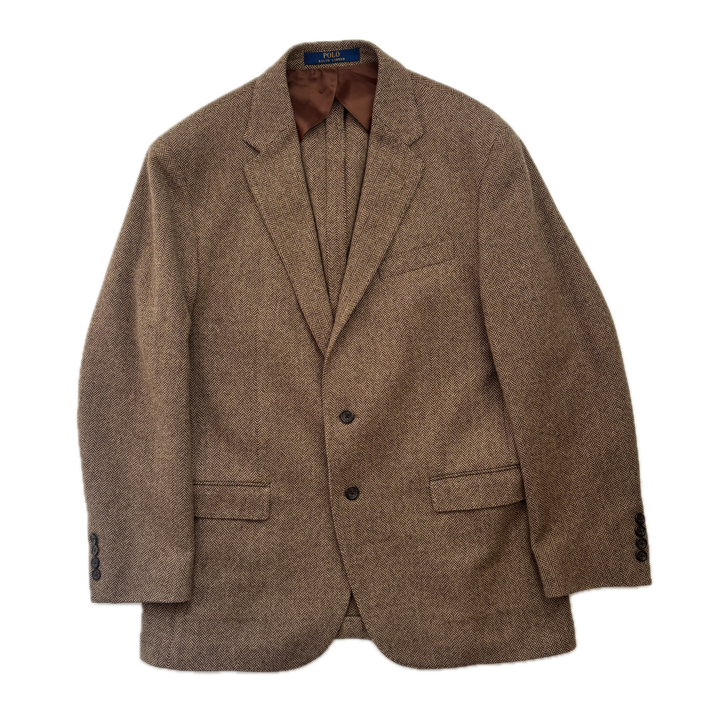 Polo Ralph Lauren Brown Herringbone Blazer (Wool Cotton Polyamide) - 42R