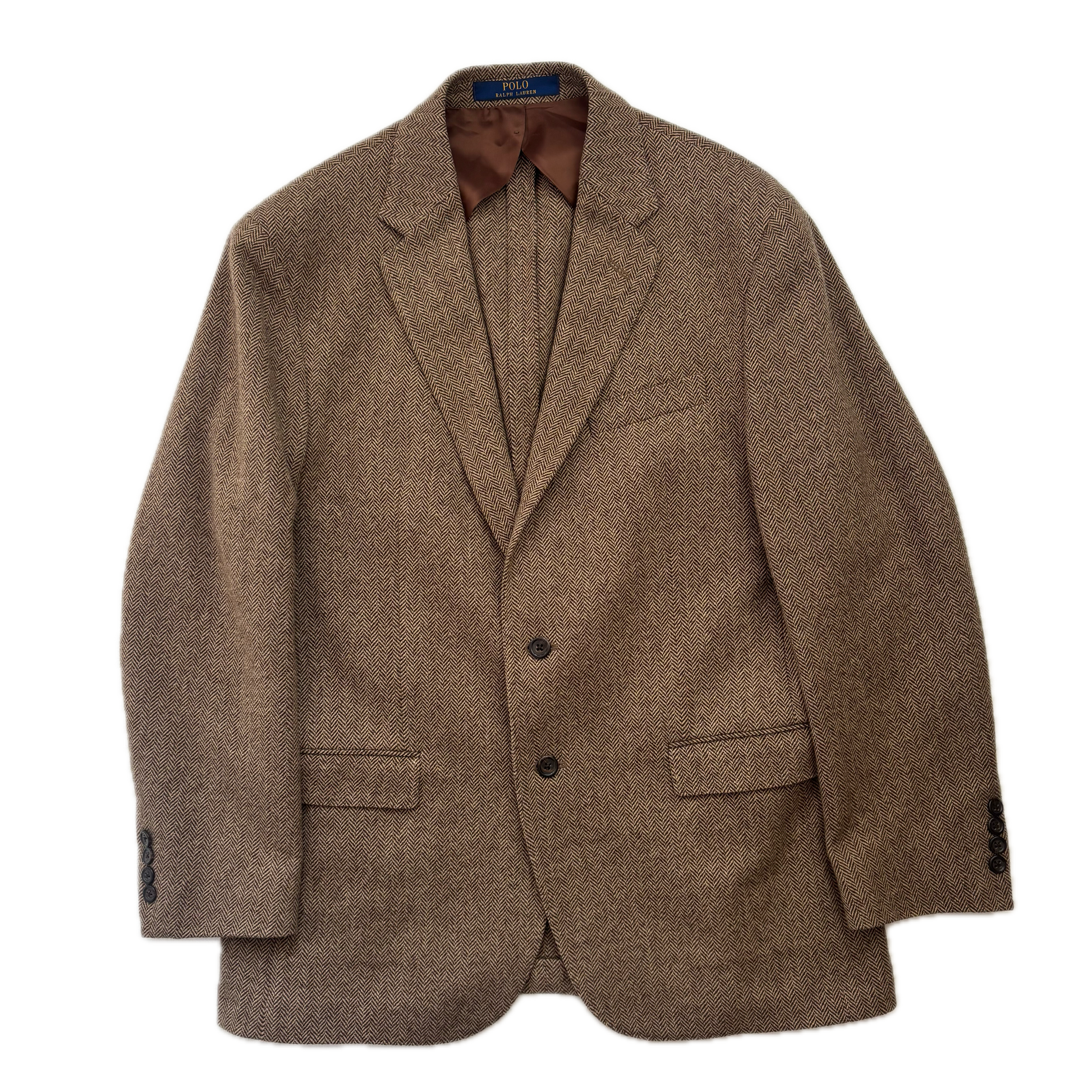 Polo Ralph Lauren Brown Herringbone Blazer (Wool Cotton Polyamide) - 42R