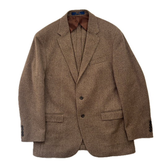 Polo Ralph Lauren Brown Herringbone Blazer (Wool Cotton Polyamide) - 42R