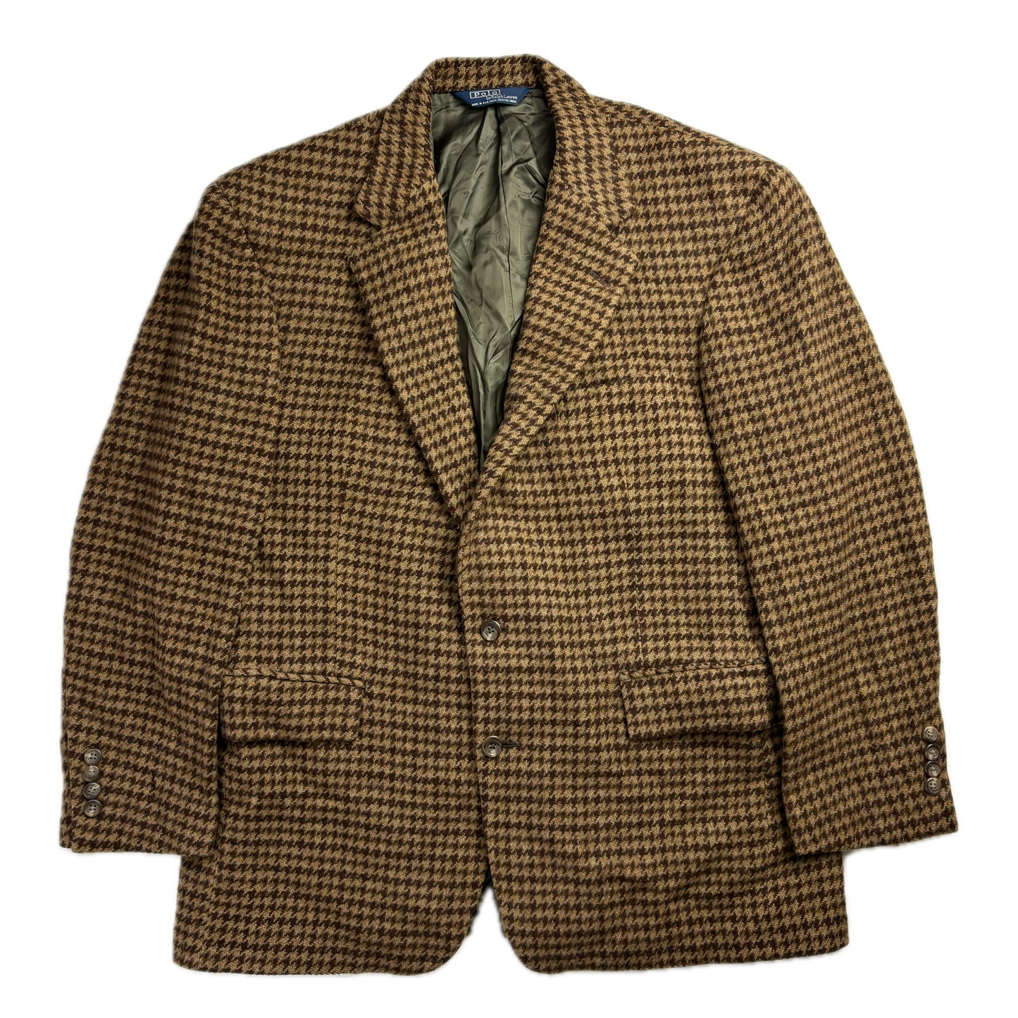 Polo Ralph Lauren Brown Houndstooth Blazer Sports Coat (Wool) 43R