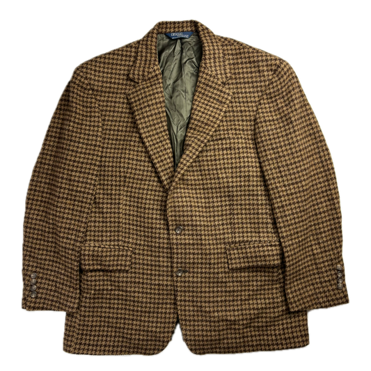 Polo Ralph Lauren Brown Houndstooth Blazer Sports Coat (Wool) 43R