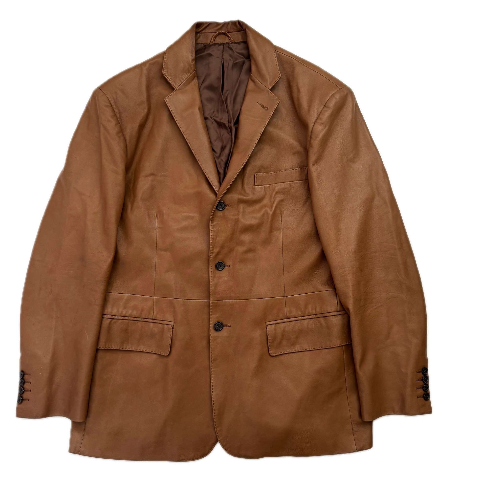 Polo Ralph Lauren Brown Leather Blazer (Lambskin) - XL